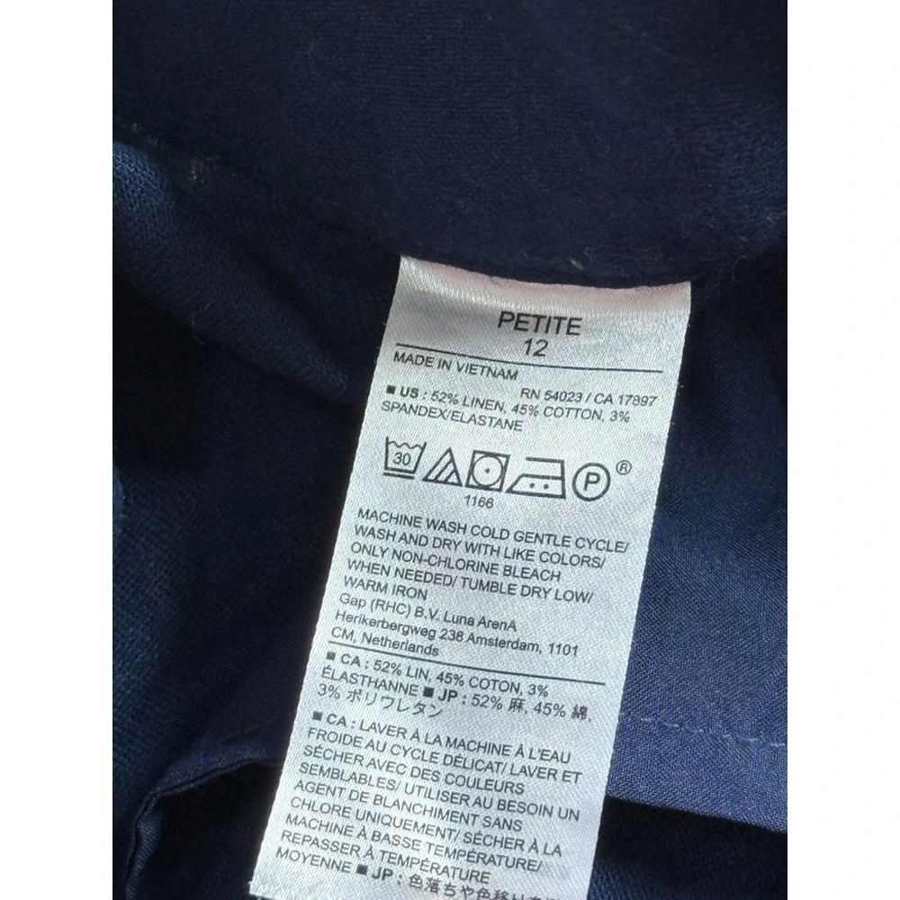 EUC Womens Banana Republic wide leg blue linen cotton blend pants size petite 12
